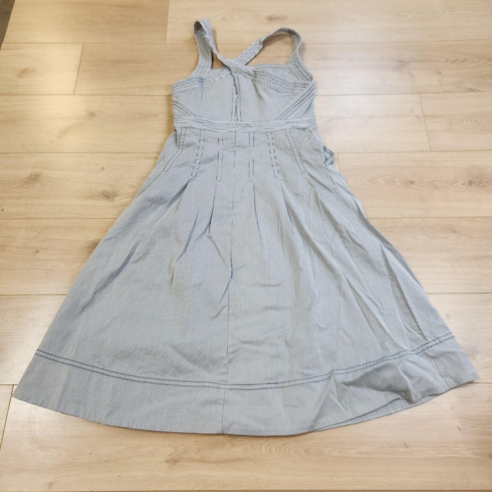 Maeve Dress Womens 10 Blue Striped Fit & Flare Sundress Pockets Anthropologie - Picture 2 of 8